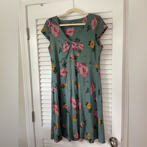 Toad & Co short sleeve print dress, size L